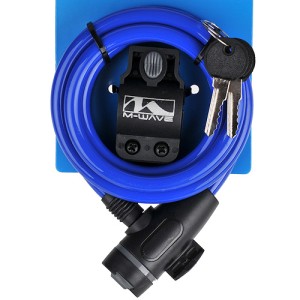 ZAMKNIĘCIE M-WAVE SPIRALA 10MM X 180 TYPU KLIP KLUCZYK NIEBIESKIE