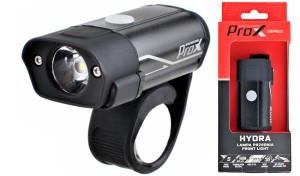 LAMPA PRZÓD PROX HYDRA CZARNA CREE+2xLED 400Lm USB, 850 mAh