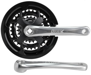 MECHANIZM KORBOWY  PROX 48/38/28Z ALU SREBRNY Z OSŁONĄ 170MM